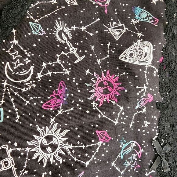 6X 30W Torrid Black Tarot Hipster Mid Rise Panty Lace Star Witch Magic Astrology - Picture 7 of 8